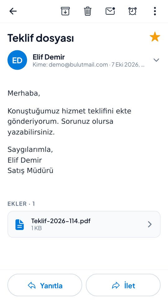 Mail okuma ekranı